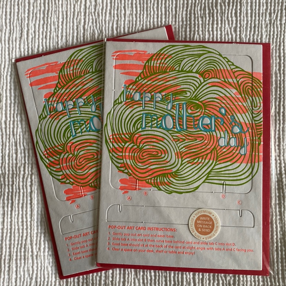 Spotmonk letterpress pop out card x2